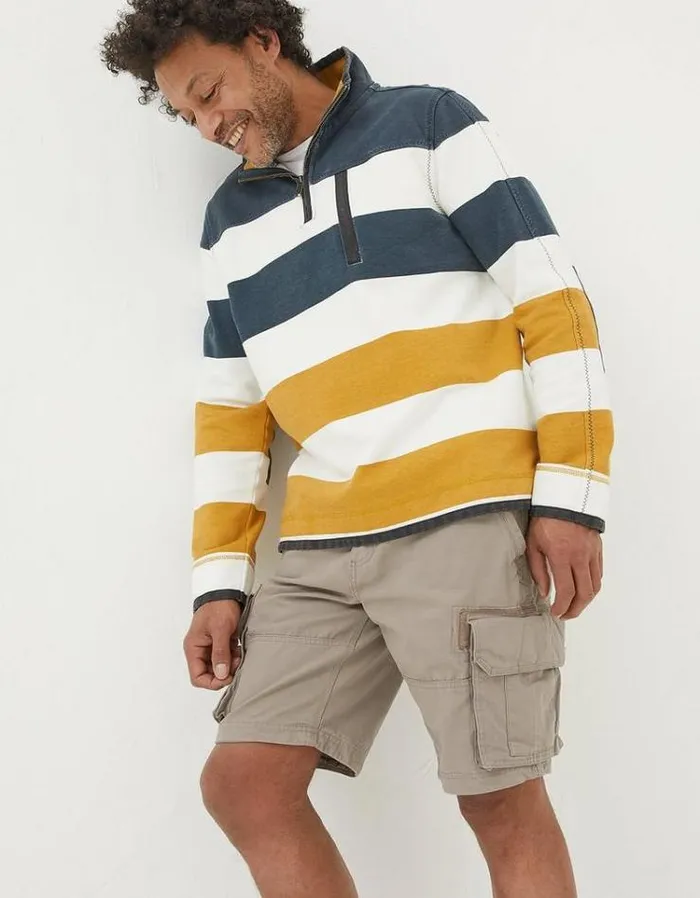 Men FatFace Shorts Breakyard Organic Cotton Cargo Shorts Light Grey