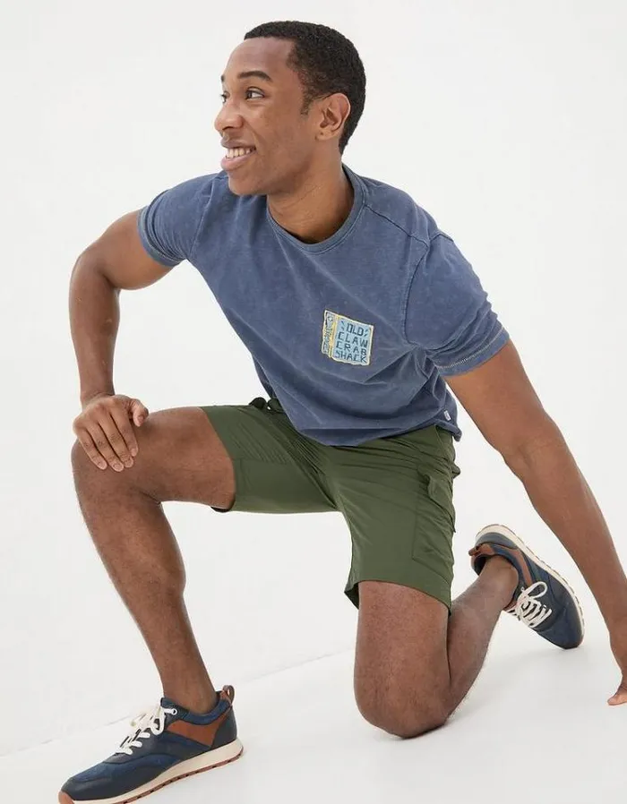 Men FatFace Shorts Snowdon Hybrid Cargo Shorts Khaki Green