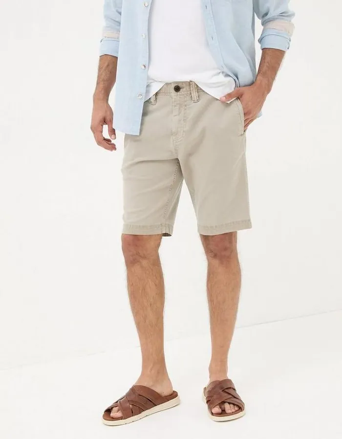 Men FatFace Shorts Stow Mineral Dye Chino Shorts Stone