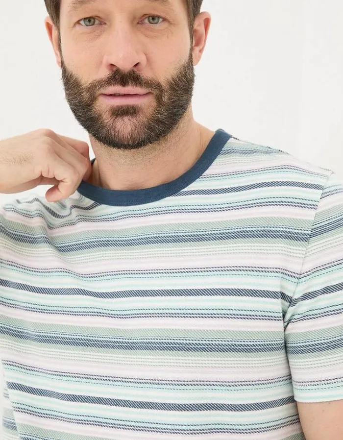 Men FatFace TShirts Trescowe Stripe TShirt Light Green