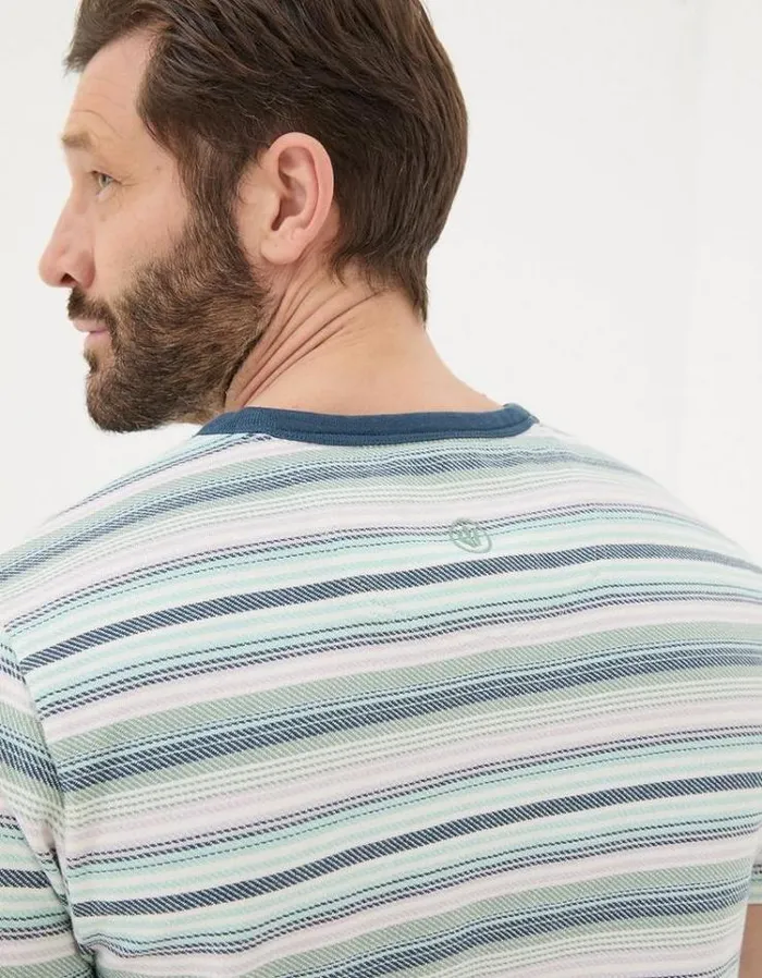 Men FatFace TShirts Trescowe Stripe TShirt Light Green