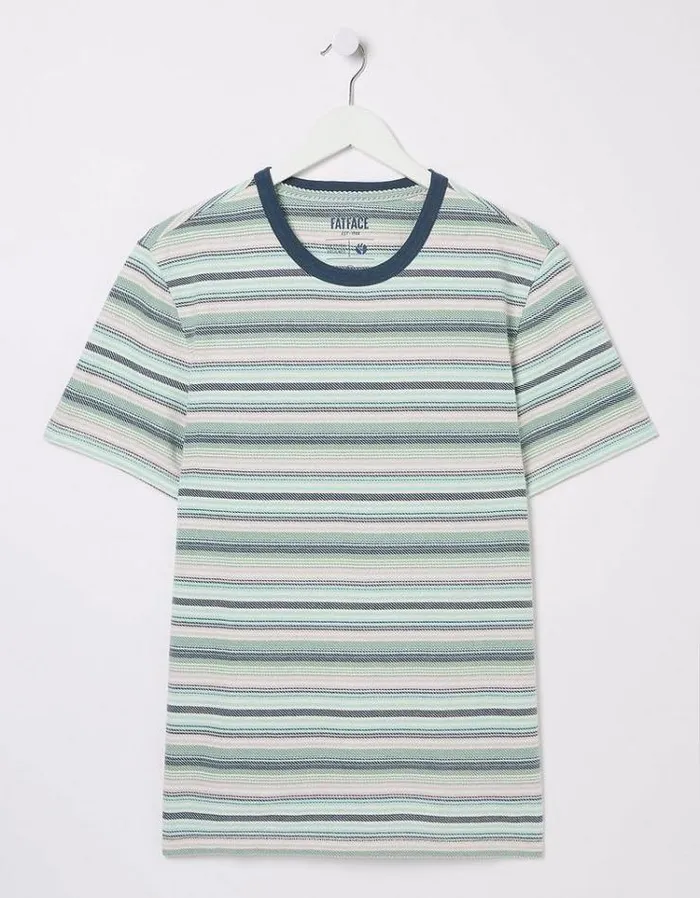Men FatFace TShirts Trescowe Stripe TShirt Light Green