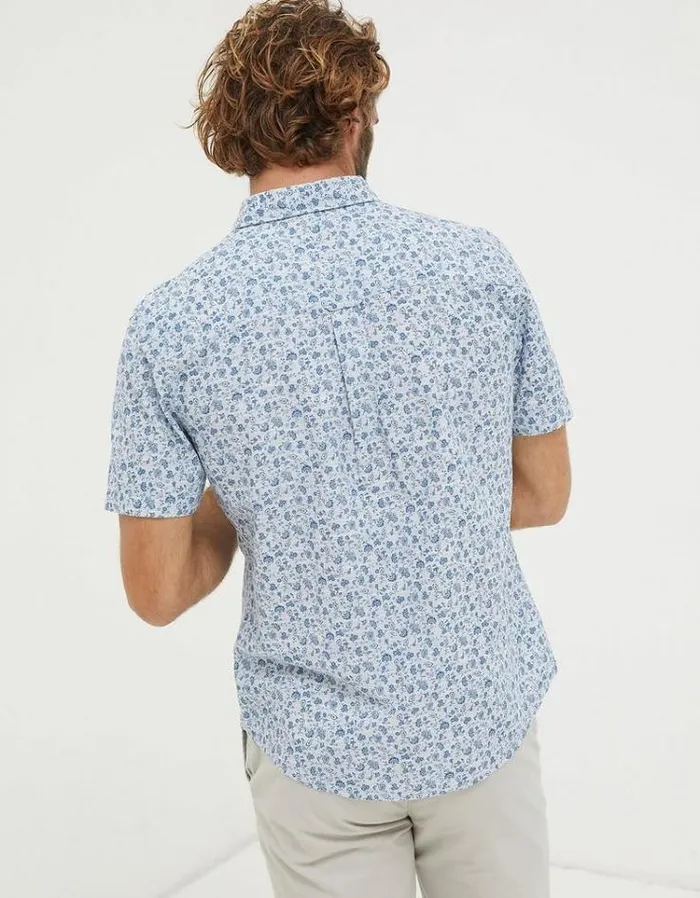 Men FatFace Vacation Shop Floral Print Shirt Blue