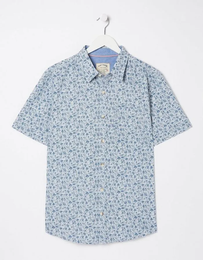 Men FatFace Vacation Shop Floral Print Shirt Blue