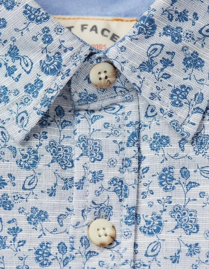 Men FatFace Vacation Shop Floral Print Shirt Blue