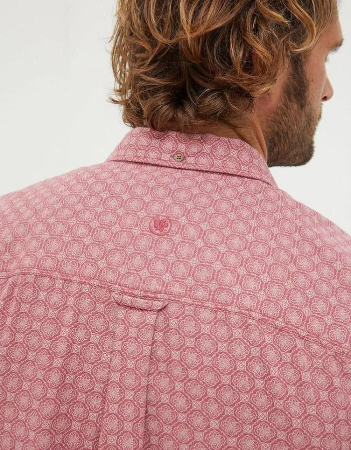 Men FatFace Vacation Shop Linear Print Shirt Light Pink