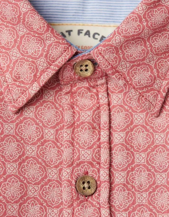 Men FatFace Vacation Shop Linear Print Shirt Light Pink