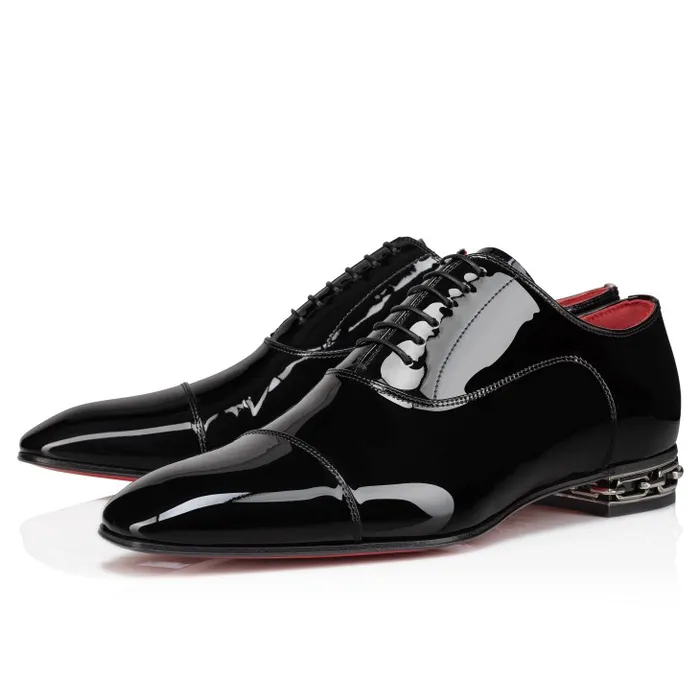 Men Greggy Oxfords 8211 Patent Leather 8211 Black Christian Louboutin Buckles and Laceups