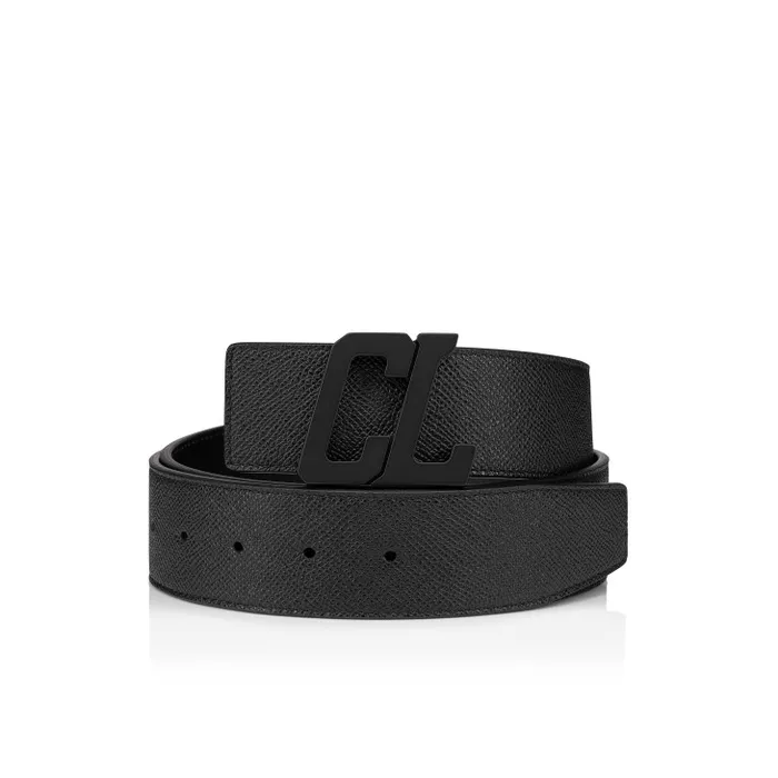 Men Happy Rui CL Logo Belt 8211 Calf Alpin Leather 8211 Black Christian Louboutin Belts