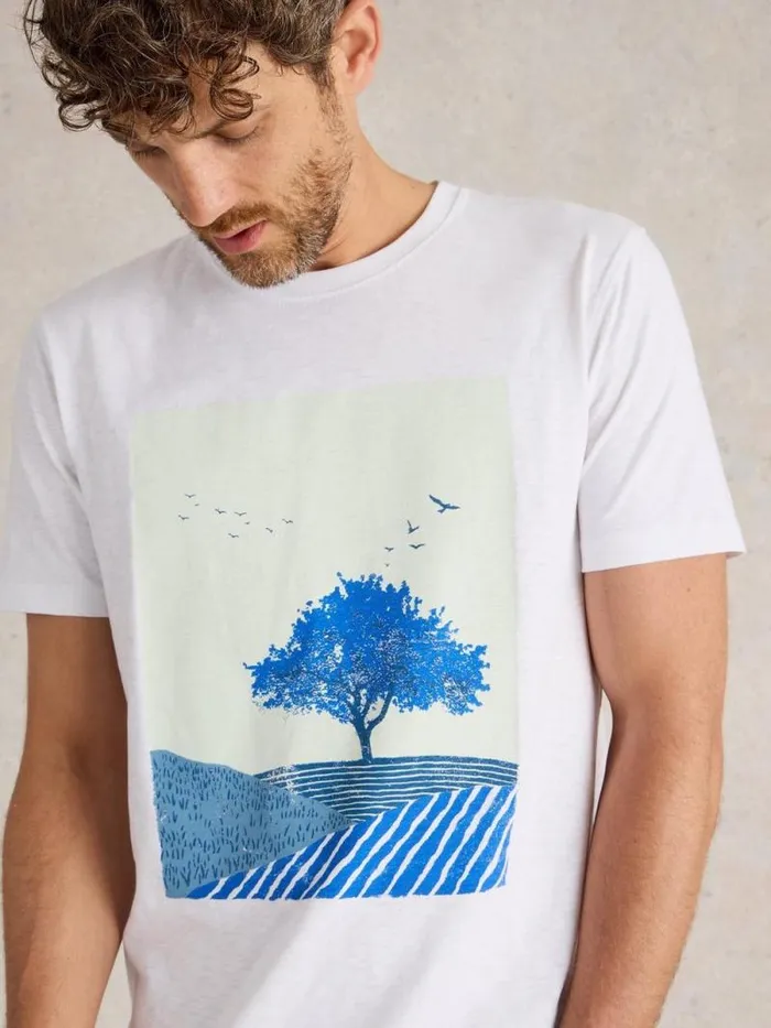 Men Indigo Tree Graphic Tee Ivory Print White Stuff TShirts