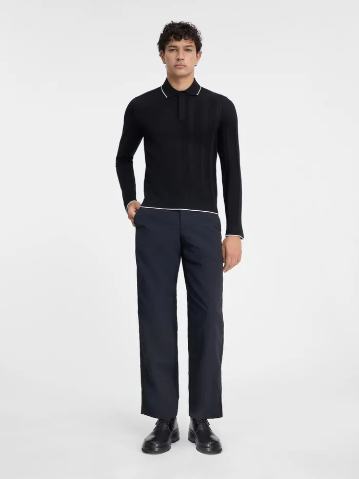 Men Knits JACQUEMUS The Tricot Longsleeve Polo Shirt Black