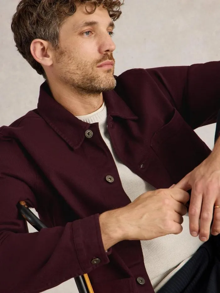 Men Kynman Workwear Cotton Jacket Dk Plum White Stuff Coats and Jackets