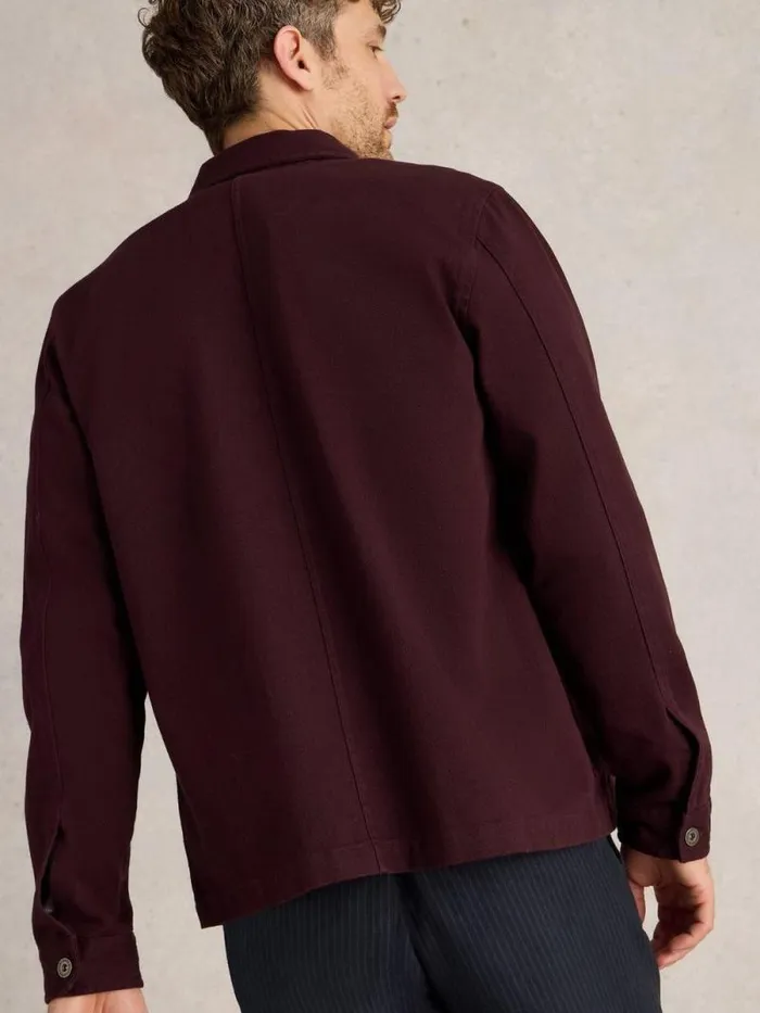 Men Kynman Workwear Cotton Jacket Dk Plum White Stuff Coats and Jackets