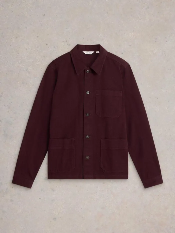 Men Kynman Workwear Cotton Jacket Dk Plum White Stuff Coats and Jackets