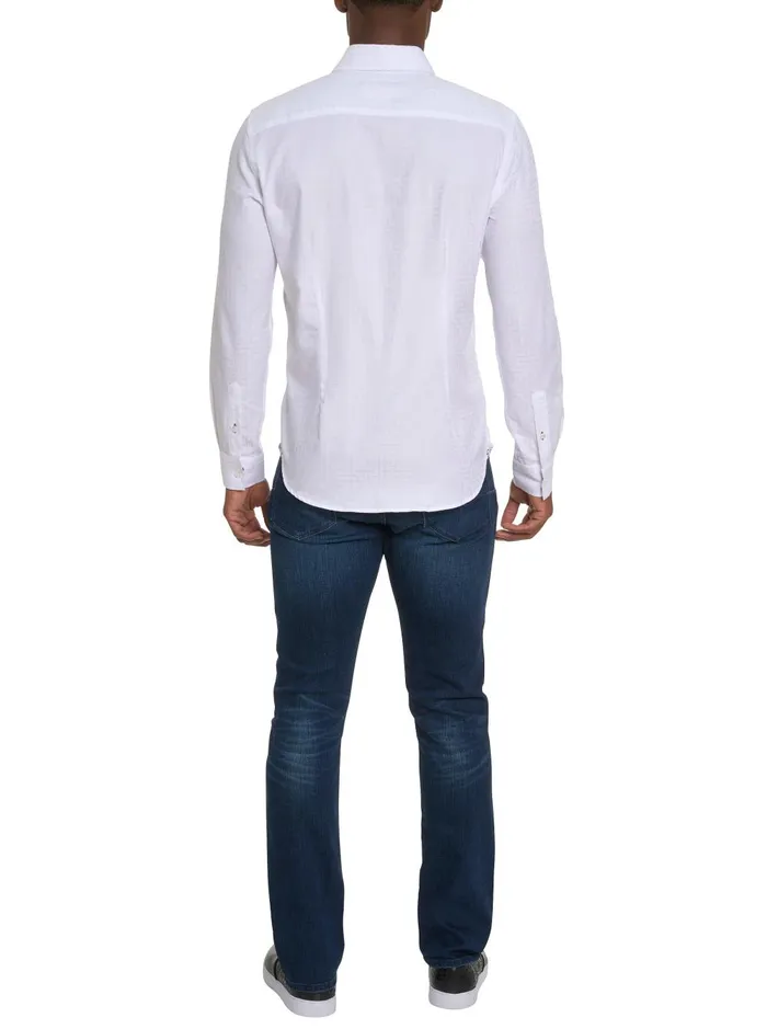 Men Long Sleeve Button Down Shirts Robert Graham AMORY LONG SLEEVE BUTTON DOWN SHIRT White