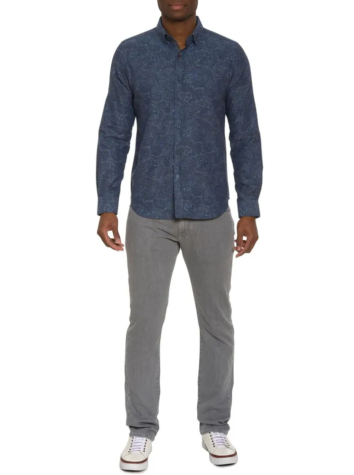 Men Long Sleeve Button Down Shirts Robert Graham AMRANI LONG SLEEVE BUTTON DOWN SHIRT Grey