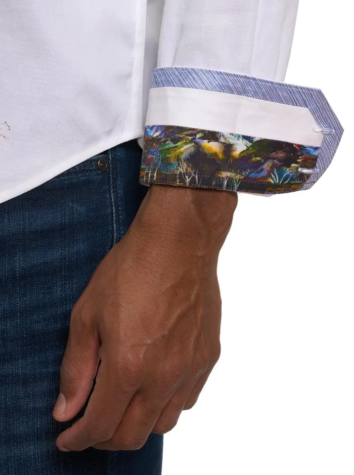 Men Long Sleeve Button Down Shirts Robert Graham APRESSKI LONG SLEEVE BUTTON DOWN SHIRT White