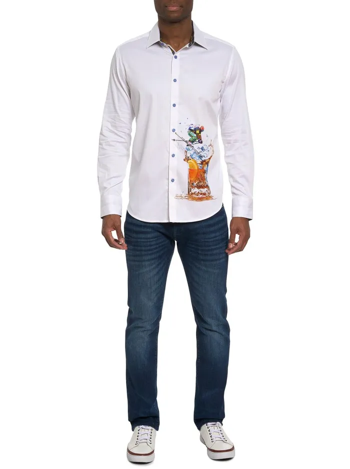 Men Long Sleeve Button Down Shirts Robert Graham APRESSKI LONG SLEEVE BUTTON DOWN SHIRT White