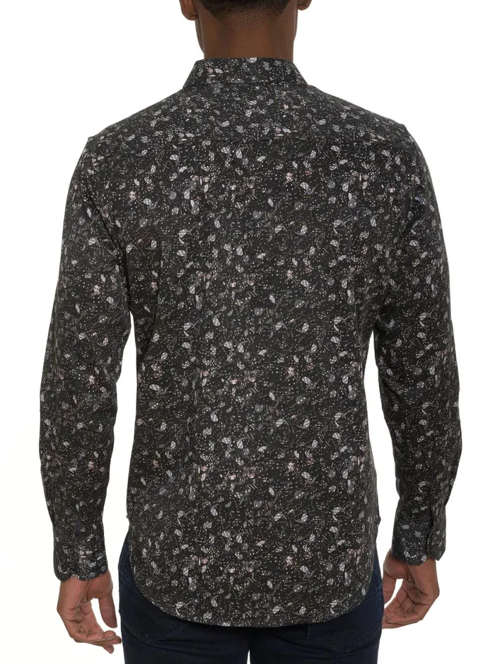Men Long Sleeve Button Down Shirts Robert Graham CASINO LONG SLEEVE BUTTON DOWN SHIRT Black
