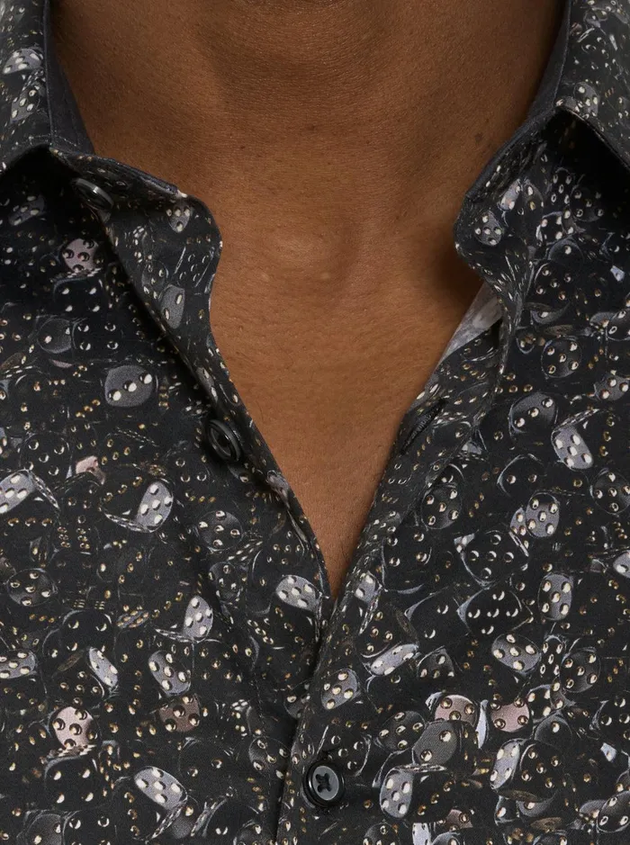 Men Long Sleeve Button Down Shirts Robert Graham CASINO LONG SLEEVE BUTTON DOWN SHIRT Black
