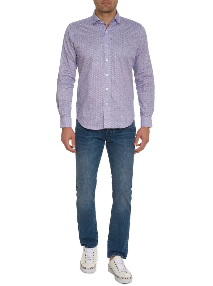 Men Long Sleeve Button Down Shirts Robert Graham COLTON LONG SLEEVE BUTTON DOWN SHIRT Lavender