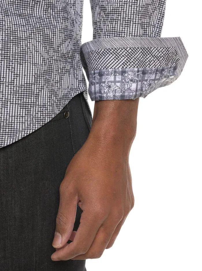 Men Long Sleeve Button Down Shirts Robert Graham ELECTRIC SLIDE LONG SLEEVE BUTTON DOWN SHIRT Grey