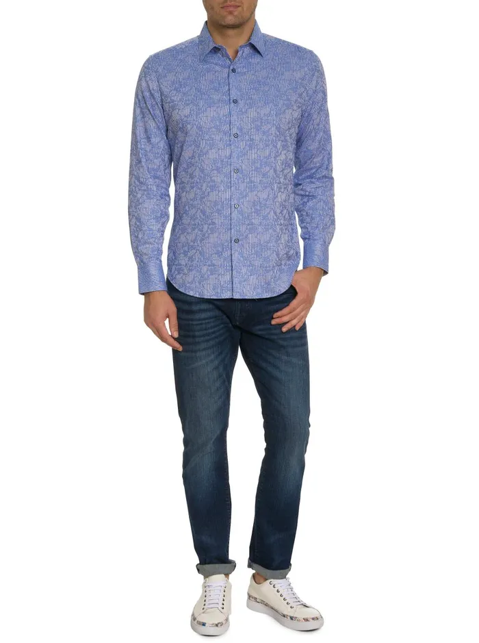 Men Long Sleeve Button Down Shirts Robert Graham ELECTRIC SLIDE LONG SLEEVE BUTTON DOWN SHIRT Grey