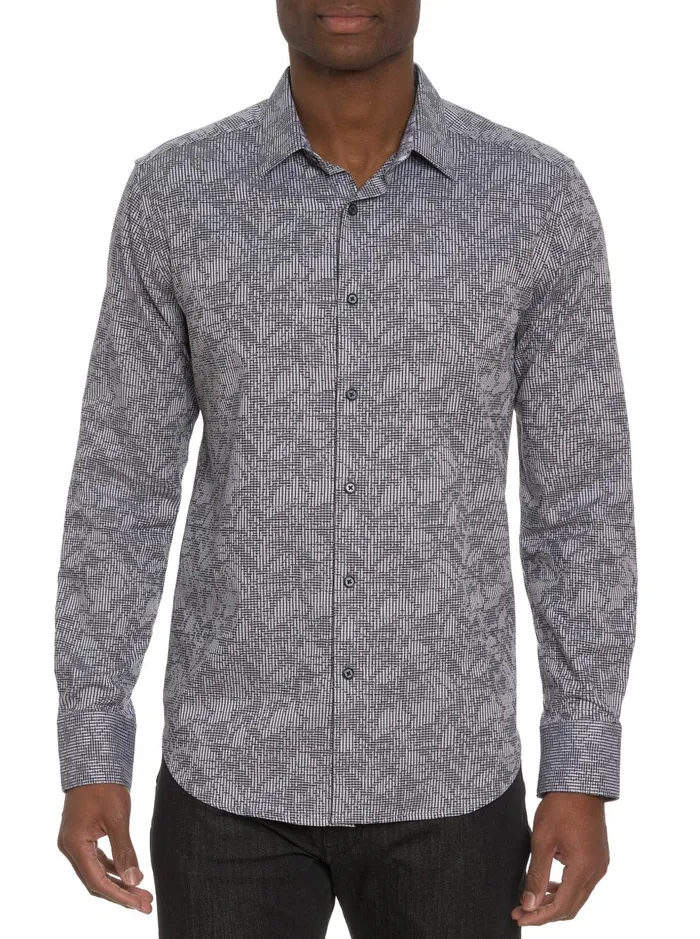 Men Long Sleeve Button Down Shirts Robert Graham ELECTRIC SLIDE LONG SLEEVE BUTTON DOWN SHIRT Grey