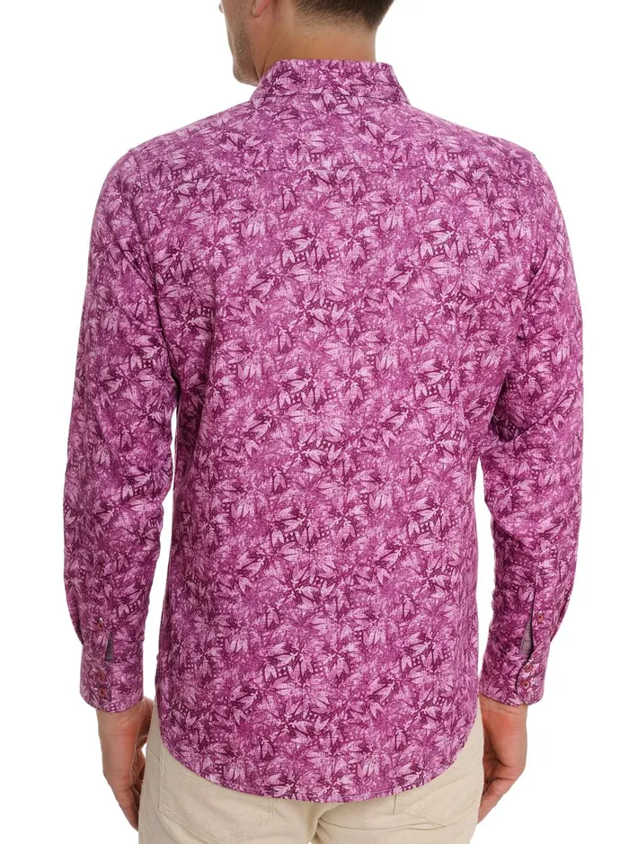 Men Long Sleeve Button Down Shirts Robert Graham GENTRY LONG SLEEVE BUTTON FRONT SHIRT Burgundy