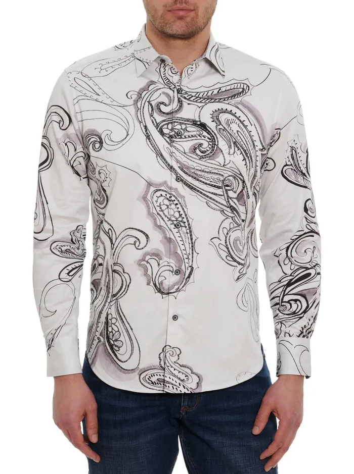 Men Long Sleeve Button Down Shirts Robert Graham MARS LONG SLEEVE BUTTON DOWN SHIRT White Men Long Sleeve Button Down Shirts Robert Graham MARS LONG SLEEVE BUTTON DOWN SHIRT White