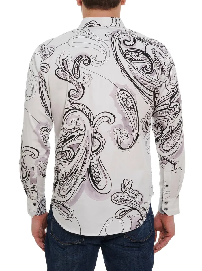 Men Long Sleeve Button Down Shirts Robert Graham MARS LONG SLEEVE BUTTON DOWN SHIRT White