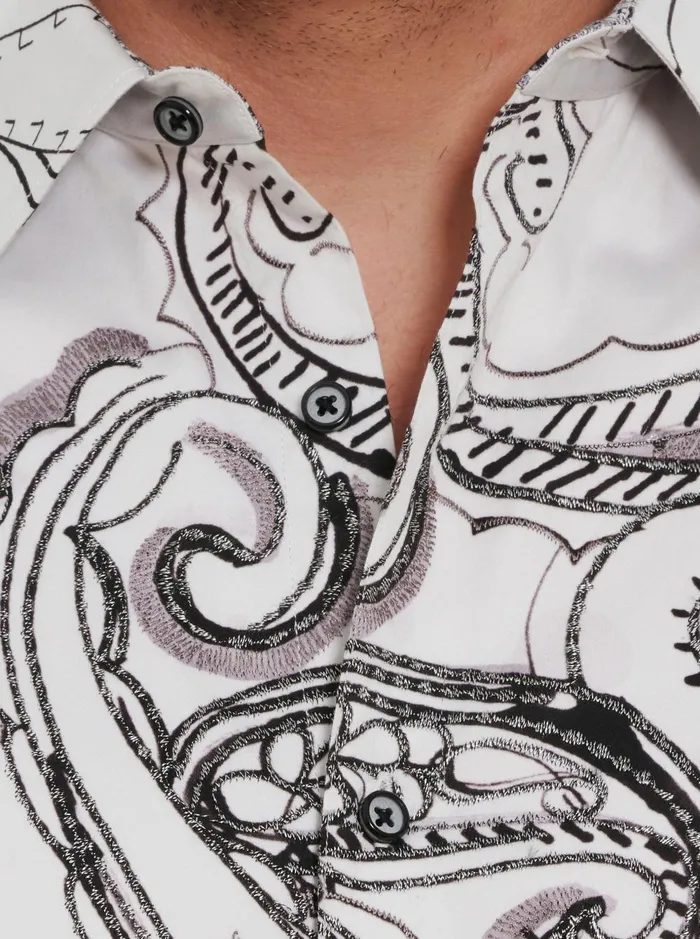 Men Long Sleeve Button Down Shirts Robert Graham MARS LONG SLEEVE BUTTON DOWN SHIRT White