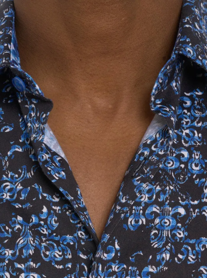 Men Long Sleeve Button Down Shirts Robert Graham MERANO LONG SLEEVE BUTTON DOWN SHIRT Dark Navy