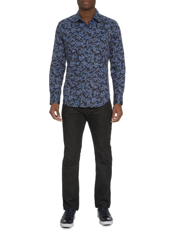 Men Long Sleeve Button Down Shirts Robert Graham MERANO LONG SLEEVE BUTTON DOWN SHIRT Dark Navy