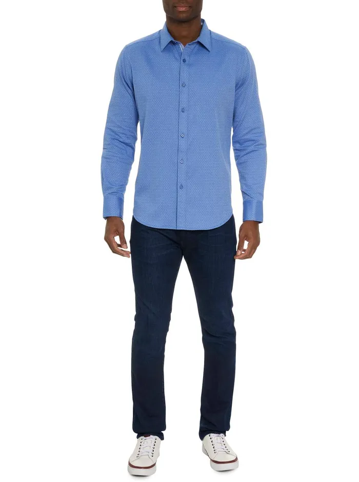 Men Long Sleeve Button Down Shirts Robert Graham METRO LONG SLEEVE BUTTON DOWN SHIRT Blue