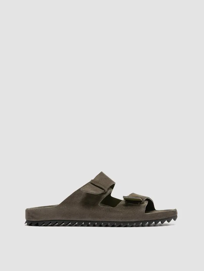 Men Officine Creative Footwear AGORA 002 Green Suede Sandals