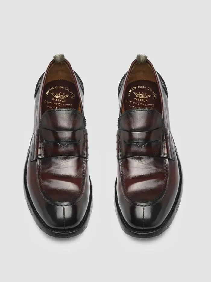 Men Officine Creative Footwear BALANCE 011 Burgundy Leather Penny Loafers