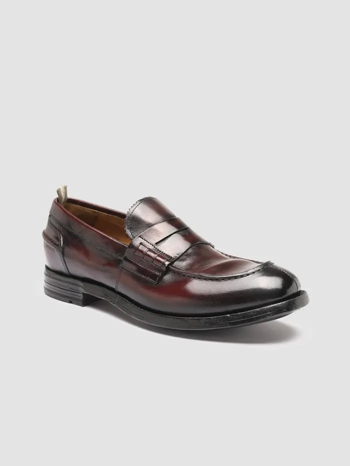 Men Officine Creative Footwear BALANCE 011 Burgundy Leather Penny Loafers