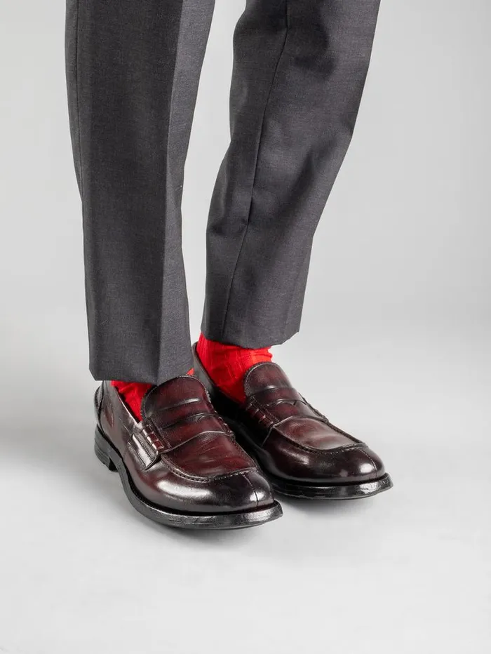 Men Officine Creative Footwear BALANCE 011 Burgundy Leather Penny Loafers