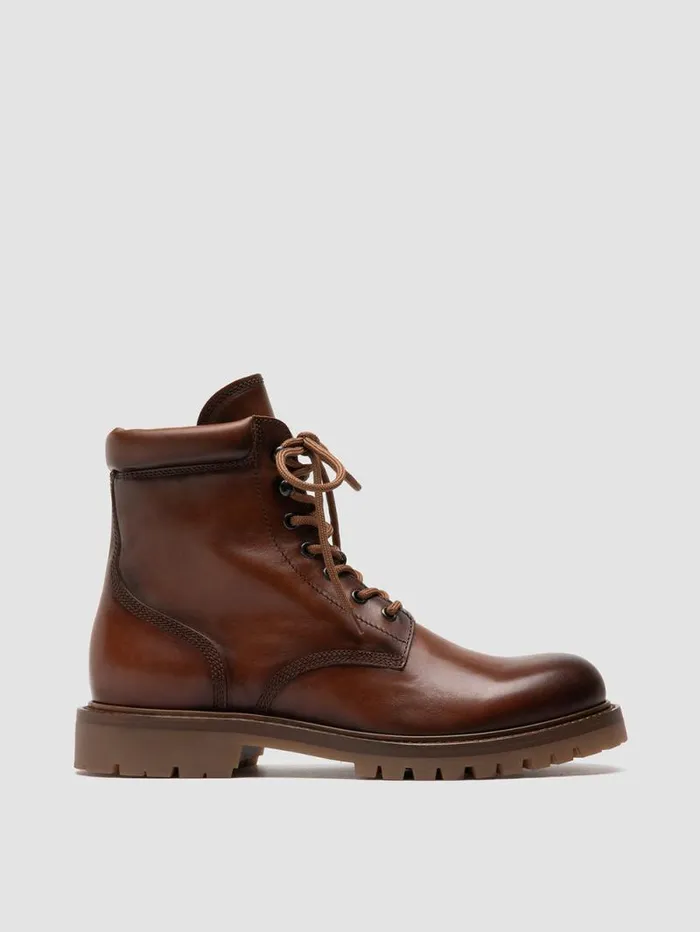 Men Officine Creative Footwear BOSS 002 Brown Leather Lace Up Boots