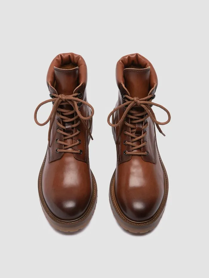 Men Officine Creative Footwear BOSS 002 Brown Leather Lace Up Boots