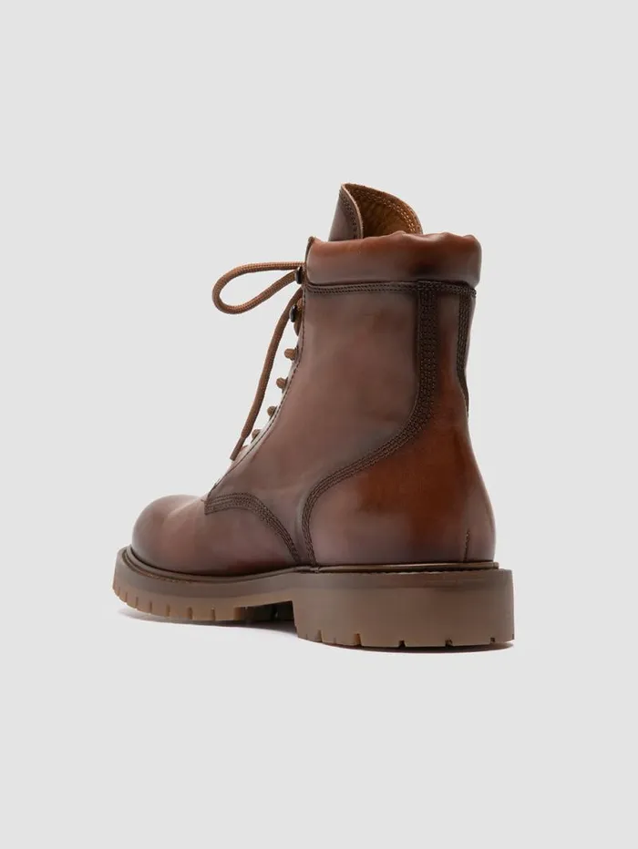 Men Officine Creative Footwear BOSS 002 Brown Leather Lace Up Boots