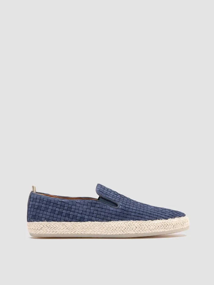 Men Officine Creative Footwear BOWLINE 001 Blue Woven Espadrille Shoes