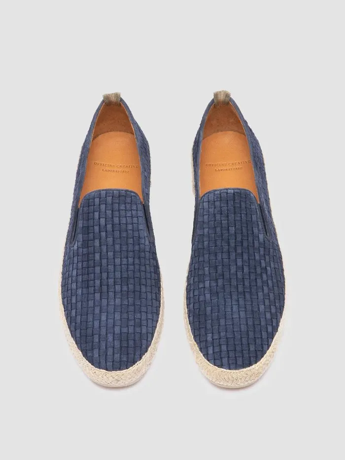 Men Officine Creative Footwear BOWLINE 001 Blue Woven Espadrille Shoes Men Officine Creative Footwear BOWLINE 001 Blue Woven Espadrille Shoes