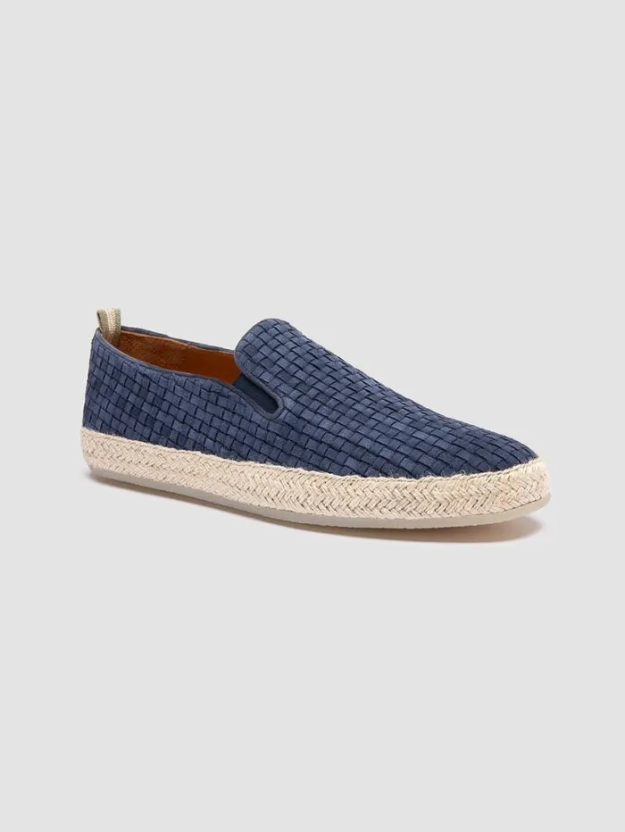 Men Officine Creative Footwear BOWLINE 001 Blue Woven Espadrille Shoes Men Officine Creative Footwear BOWLINE 001 Blue Woven Espadrille Shoes