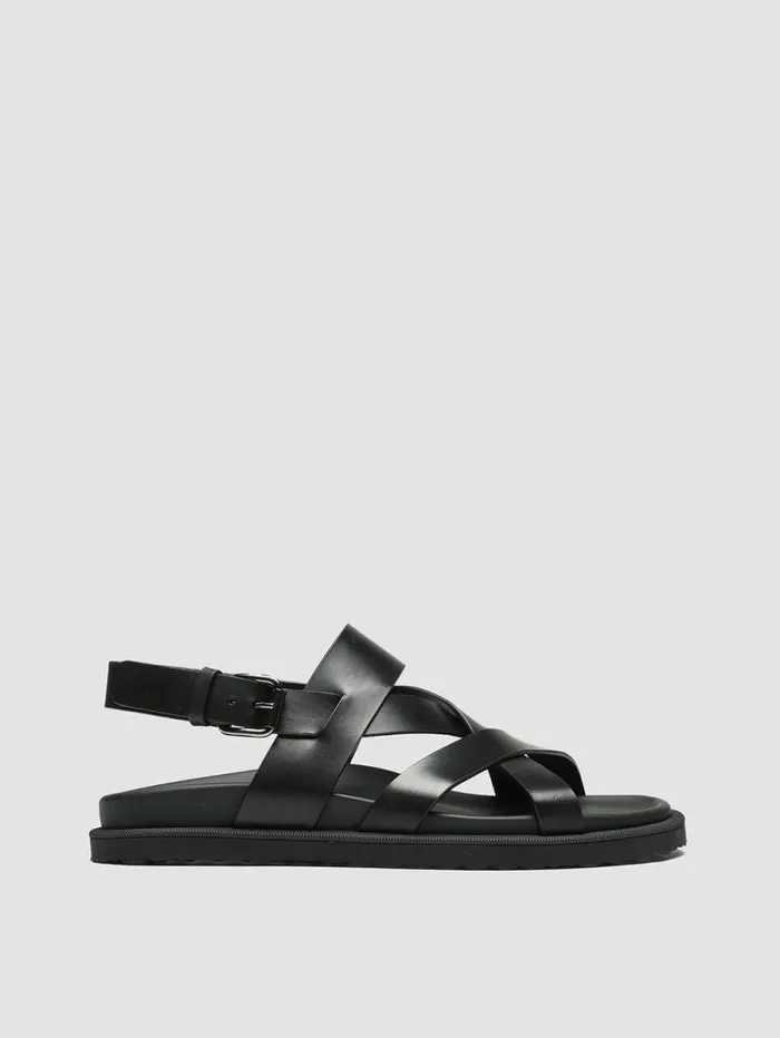 Men Officine Creative Footwear CHARRAT 002 Black Leather Sandals