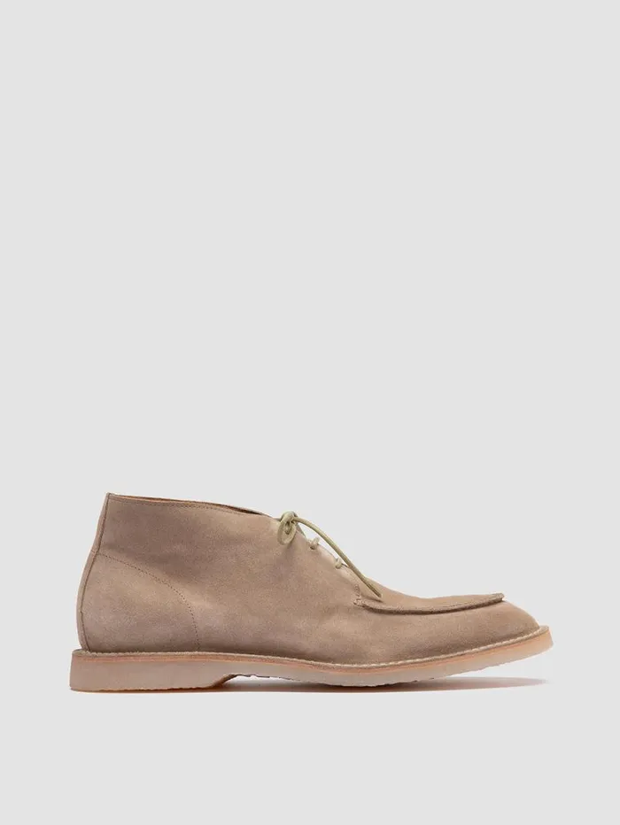 Men Officine Creative Footwear FLEXUS 004 Taupe Suede Chukka Boots
