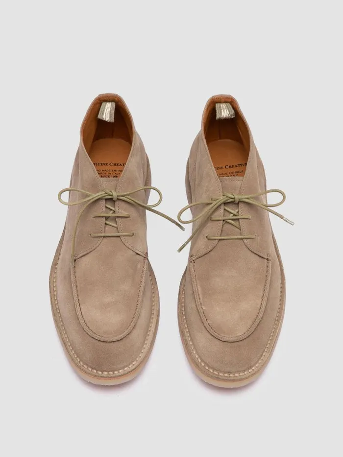 Men Officine Creative Footwear FLEXUS 004 Taupe Suede Chukka Boots Men Officine Creative Footwear FLEXUS 004 Taupe Suede Chukka Boots