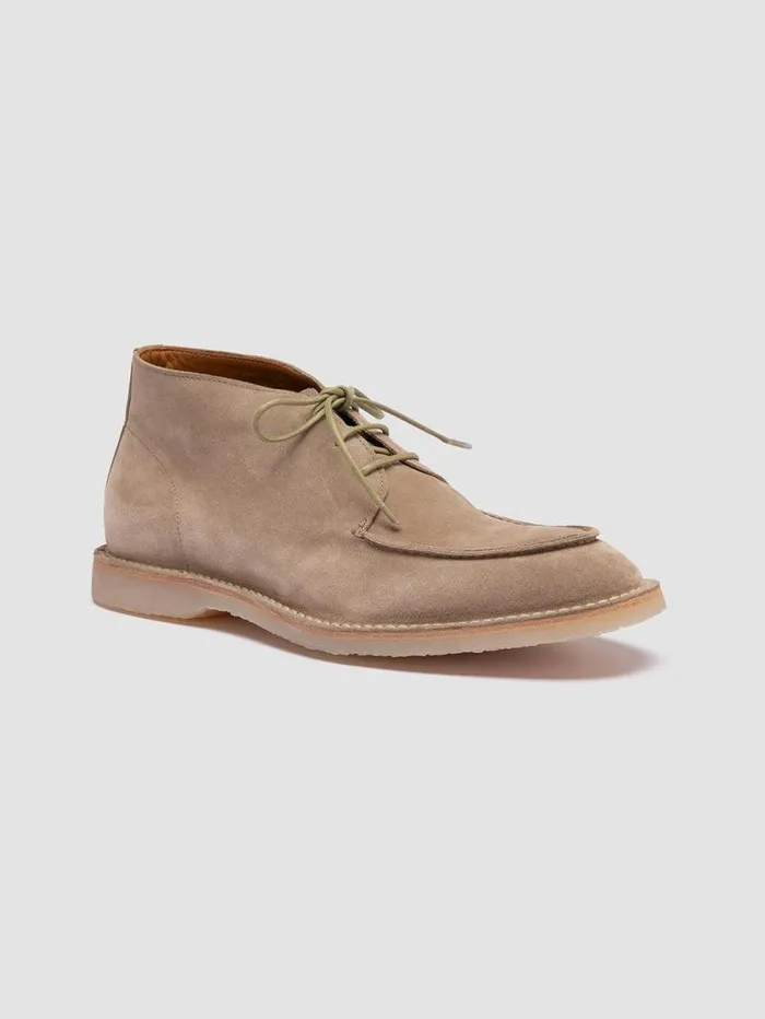 Men Officine Creative Footwear FLEXUS 004 Taupe Suede Chukka Boots Men Officine Creative Footwear FLEXUS 004 Taupe Suede Chukka Boots