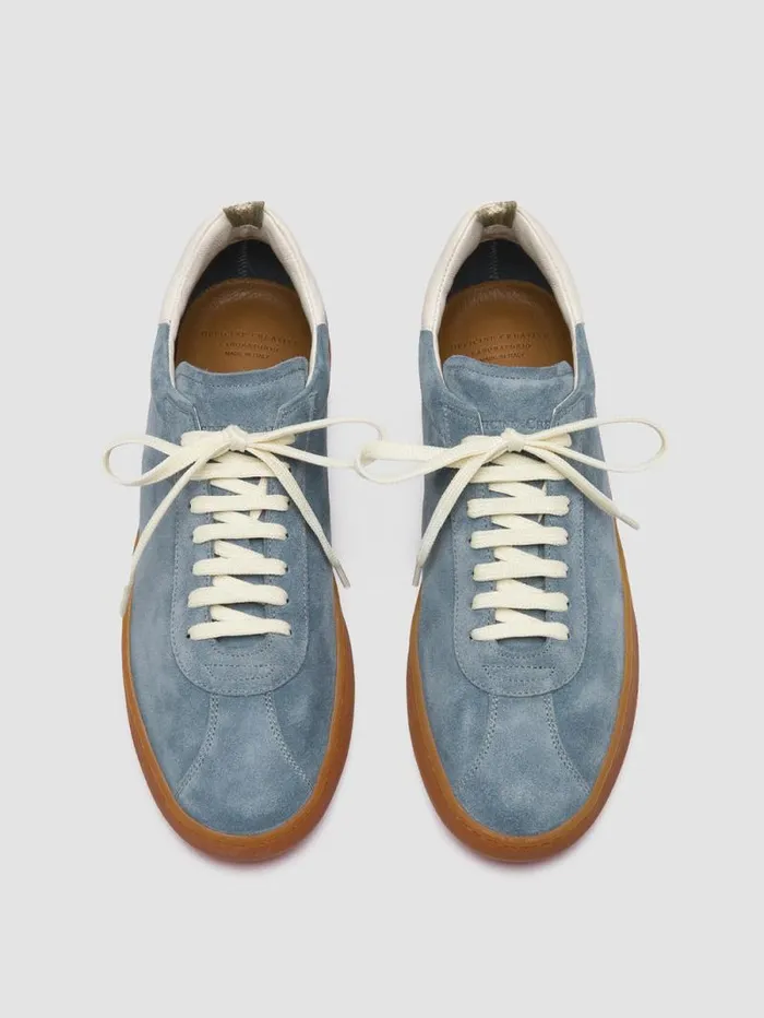 Men Officine Creative Footwear HALO 001 Indigo Leather And Suede Low Top Sneakers Men Officine Creative Footwear HALO 001 Indigo Leather And Suede Low Top Sneakers